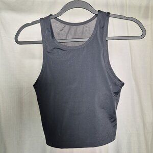Black Athletic Yoga Women's Top Size Small with Sheer Back detail. Gently Worn.